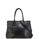 プラダ 三角ロゴプレート ガレリア トートバッグ ショルダーバッグ 2WAY 1BA274 ブラック レザー レディース PRADA 【中古】